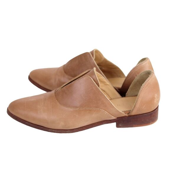 Nisolo TAN BROWN GENUINE LEATHER POINTED TOE LOW HEEL SLIP ON LOAFER SHOES Sz 8 - Picture 3 of 10